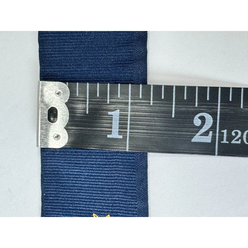 RODA Ribbon Belt Men Unisex Medium Navy Blue Maltese Cross D Ring Preppy Classic